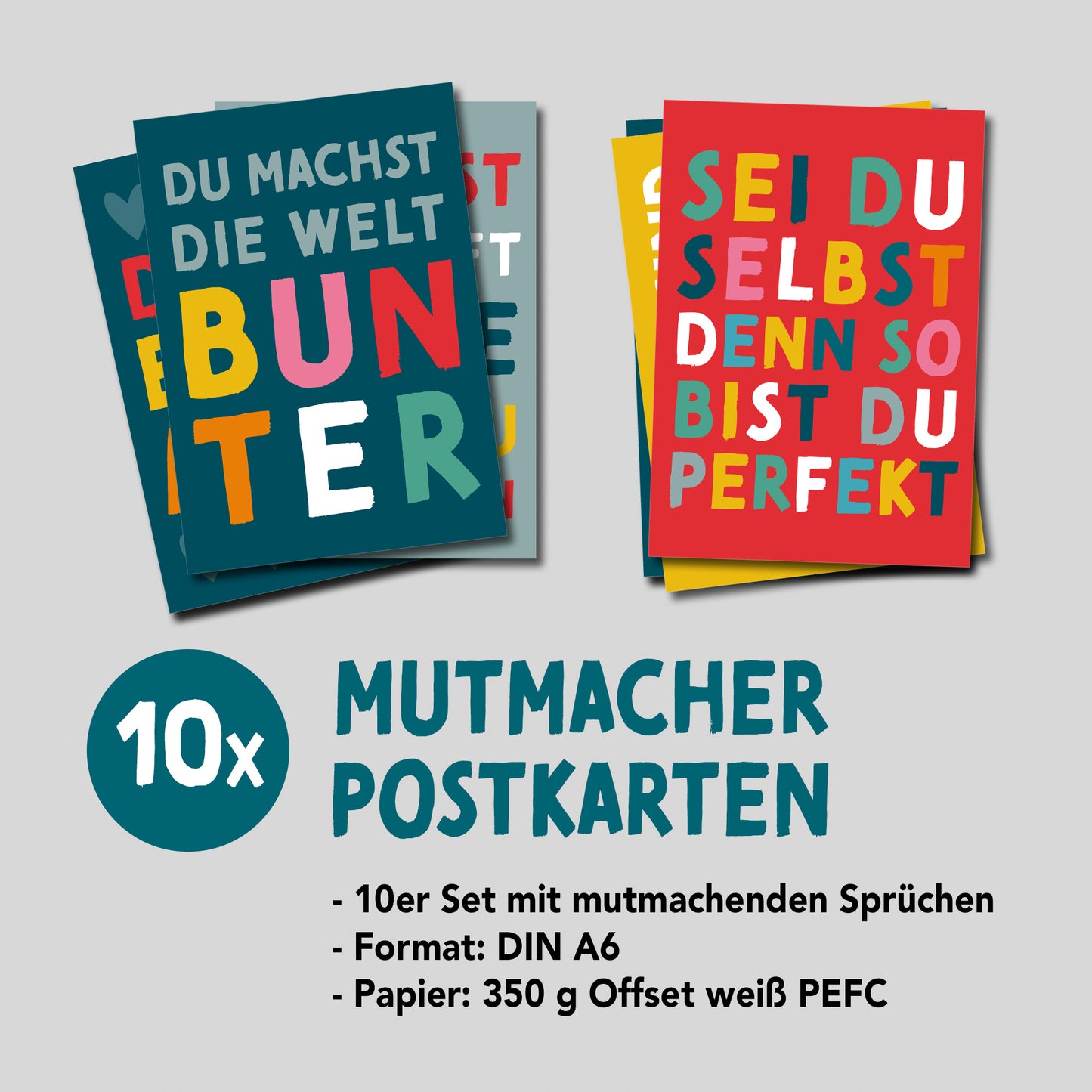 Mutmacher-Kartenset BUNT – Ermutigende Postkarten für starke Momente (10er-Set)