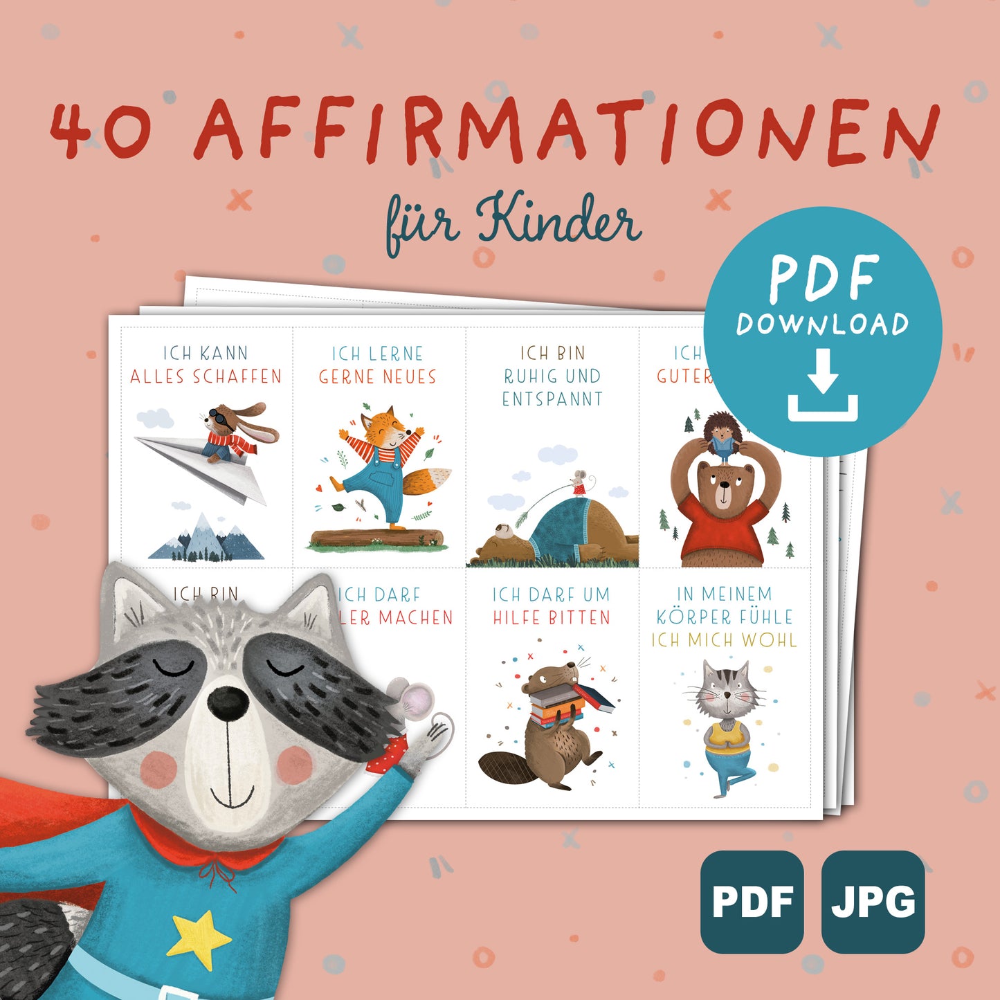 40 Affirmationskarten für Kinder zum Ausdrucken | PDF Download