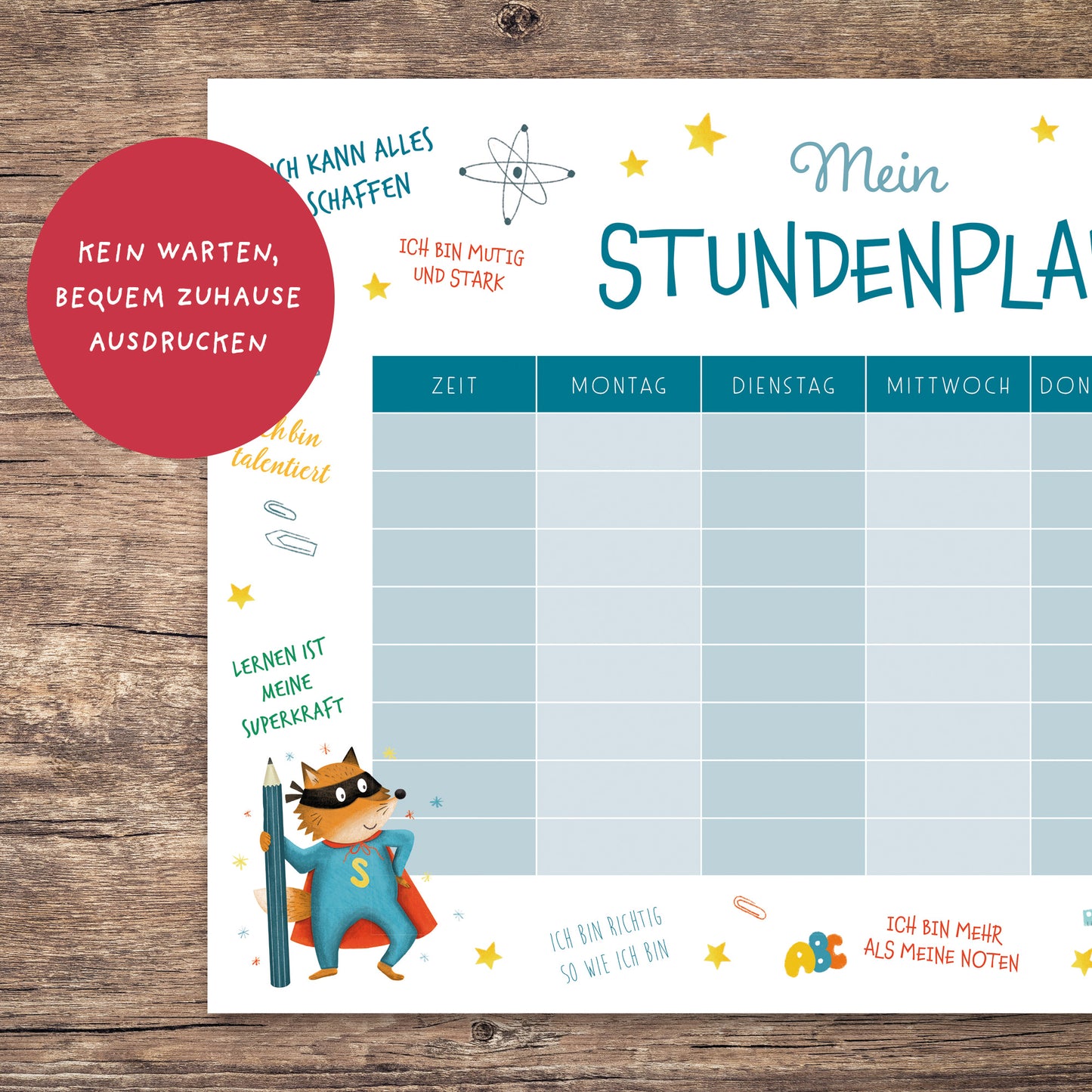 Stundenplan mit Affirmationen zum Ausdrucken | PDF Download