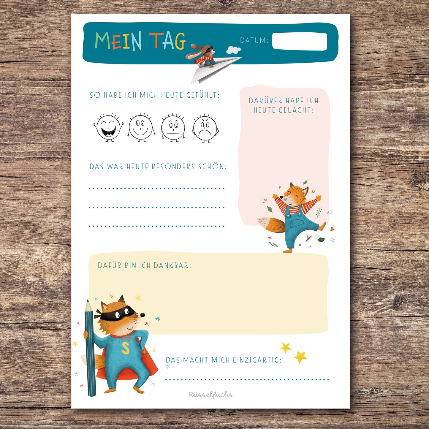 Tagesrückblick für Kinder PDF zum Ausdrucken– Gefühle, Dankbarkeit & Selbstwert | PDF Download