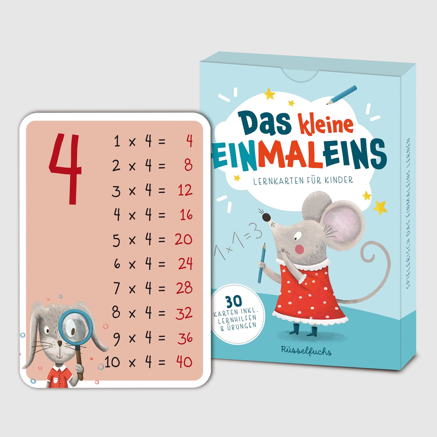 Einmaleinskarten mit Zahlenreihen 1-10 inkl. Lerntipps & Übungen "Das kleine Einmaleins"