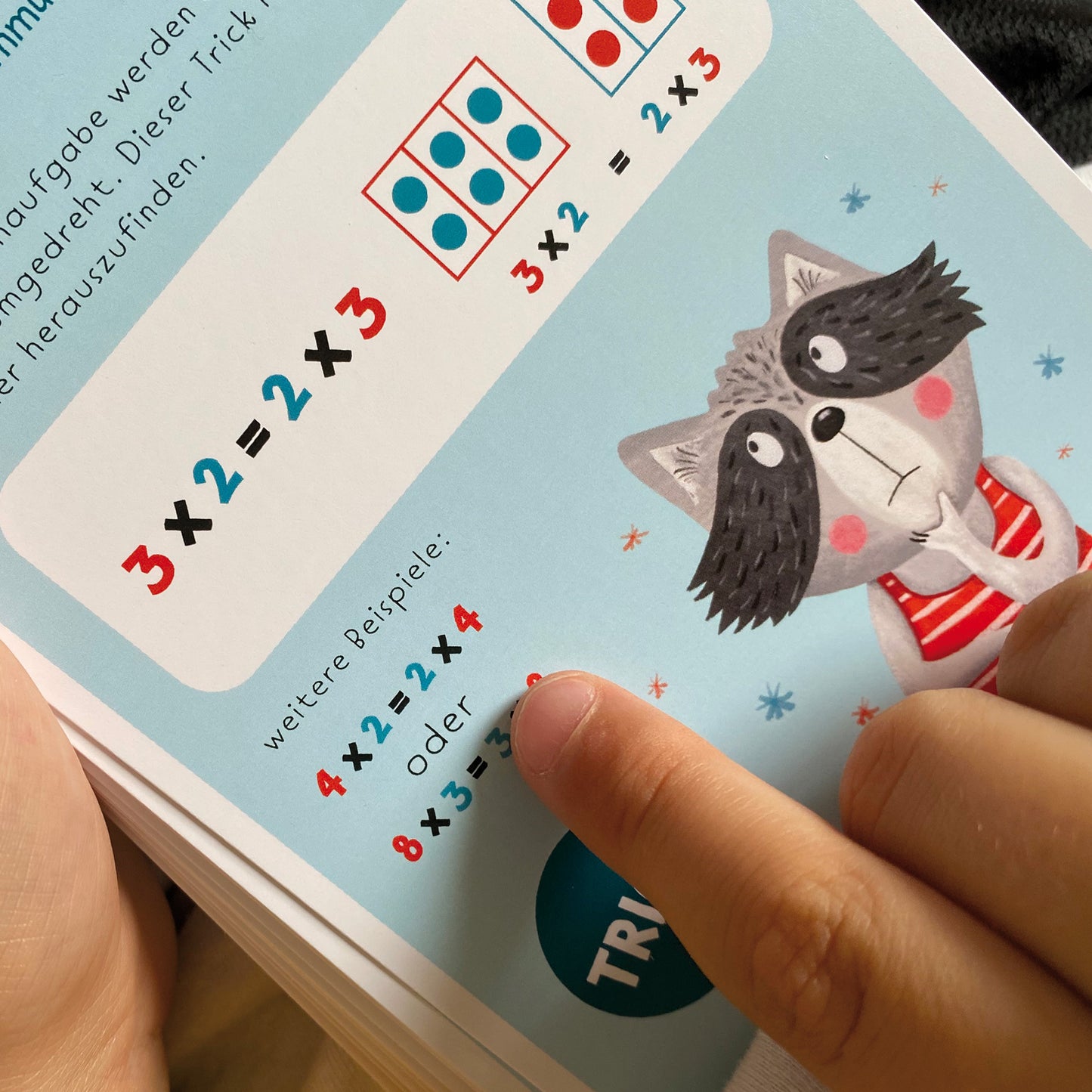 Handgezeichnete Einmaleinskarten zum Üben des 1x1 mit den Reihen 1 bis 10: 30 Karten mit Übungsmaterial und Lernhilfen, ideal für das spielerische Erlernen der Multiplikation, verpackt in einer Faltschachtel.