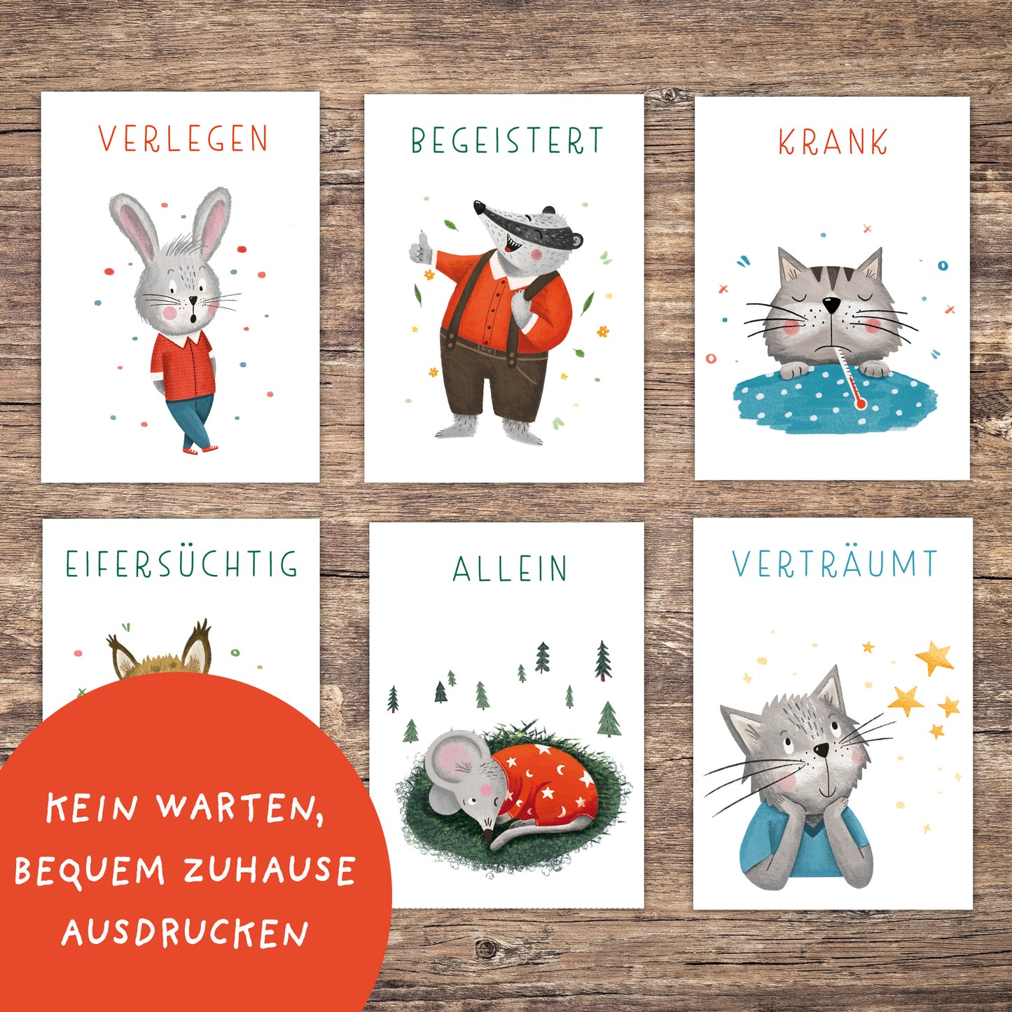 40 Gefühlskarten für Kinder zum Ausdrucken | PDF Download