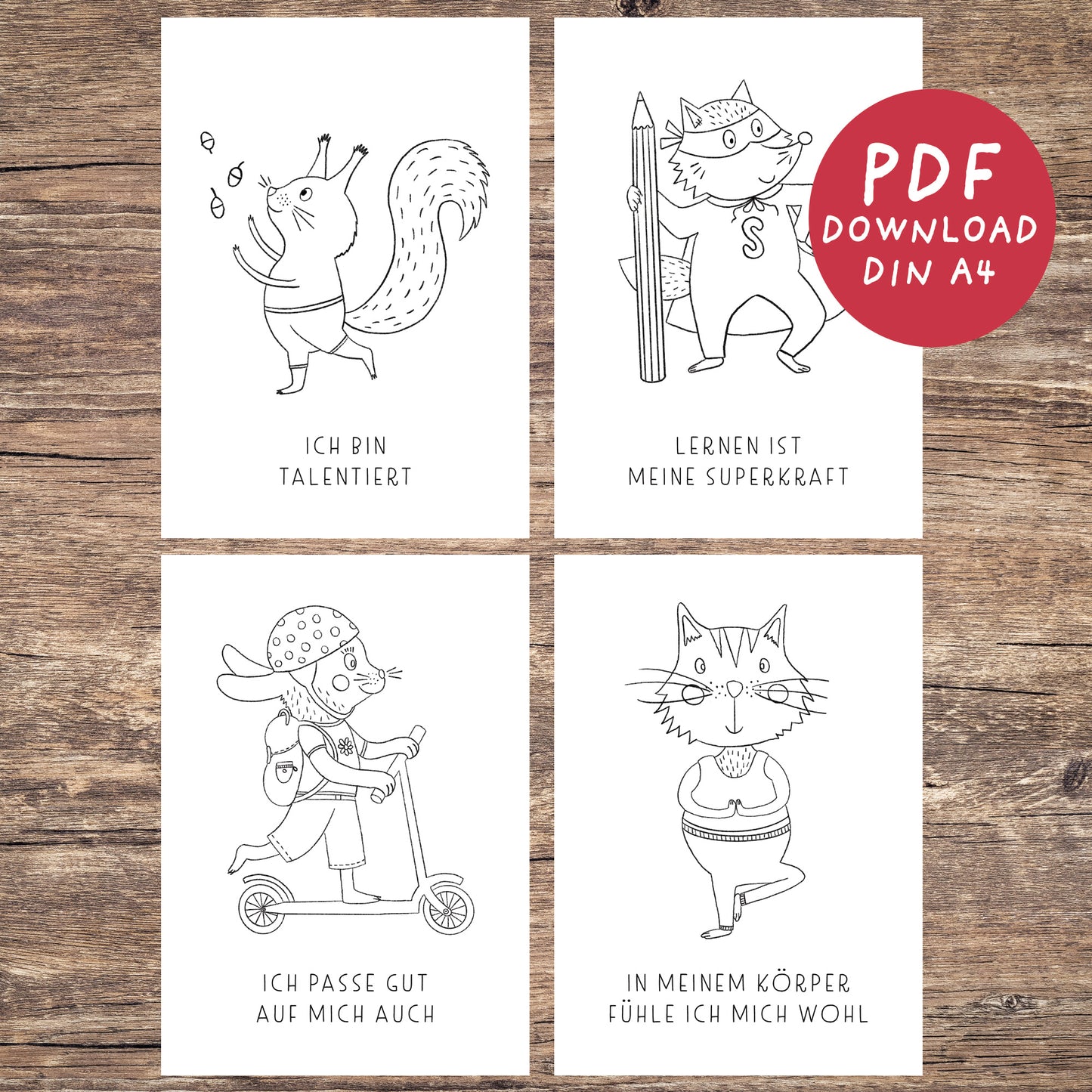 40 Affirmationen für Kinder Ausmalbilder zum Ausdrucken | PDF Download