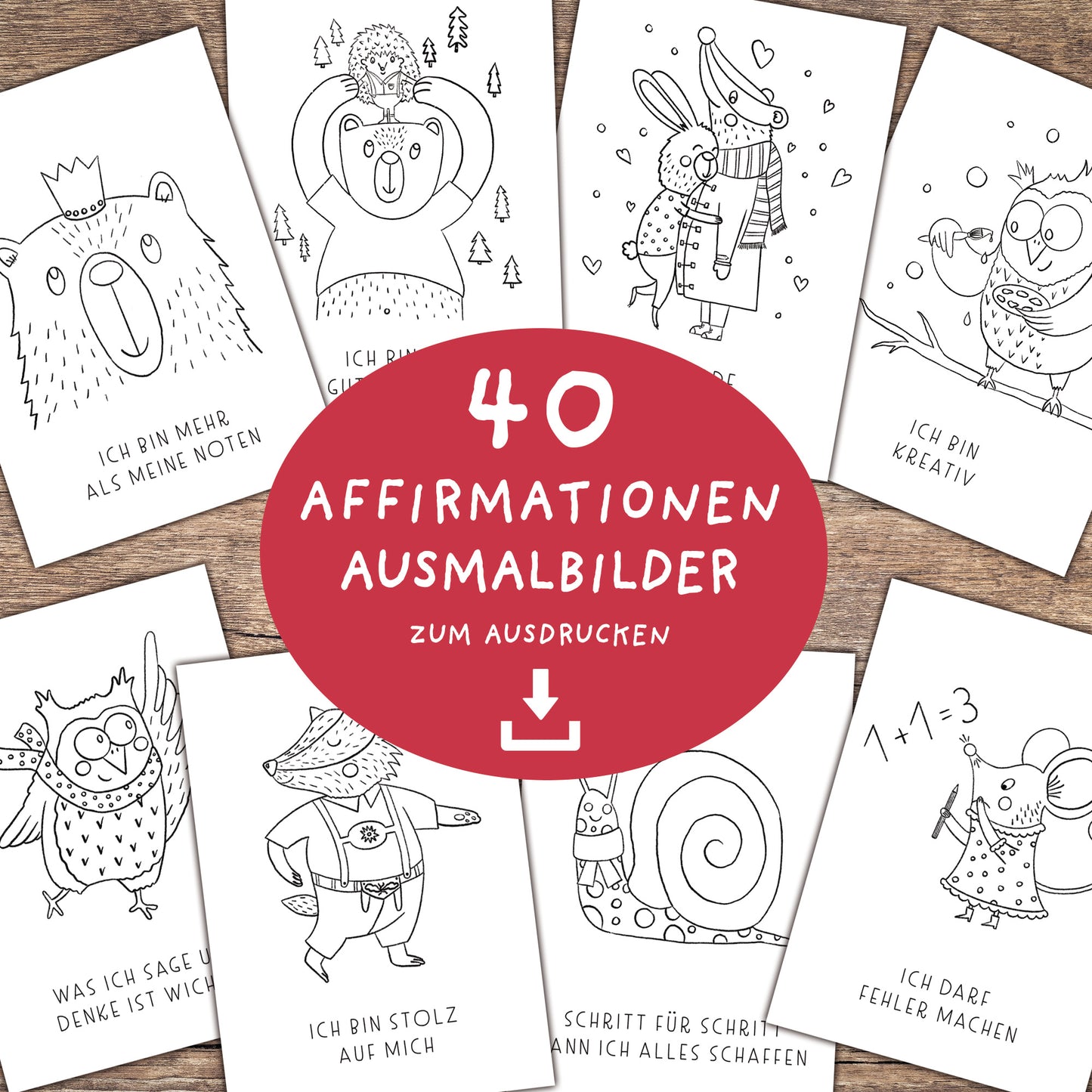 40 Affirmationen für Kinder Ausmalbilder zum Ausdrucken | PDF Download