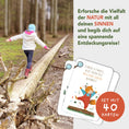 Bild in Galerie-Betrachter laden, Handgezeichnetes 'Suchen und Finden' Kartenspiel für Kinder: 40 Karten mit kreativen Suchaufträgen, die Kinder in die Natur einladen, um spannende Entdeckungen zu machen, verpackt in einer Faltschachtel.