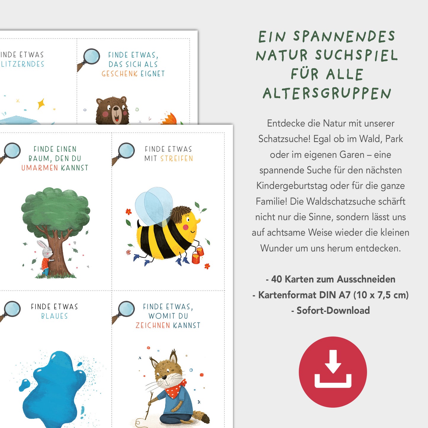 Waldschatzsuche - 40 Suchkarten zum Ausdrucken | PDF Download