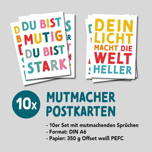 Mutmacher WEISS – Ermutigende Postkarten | 10er-Set