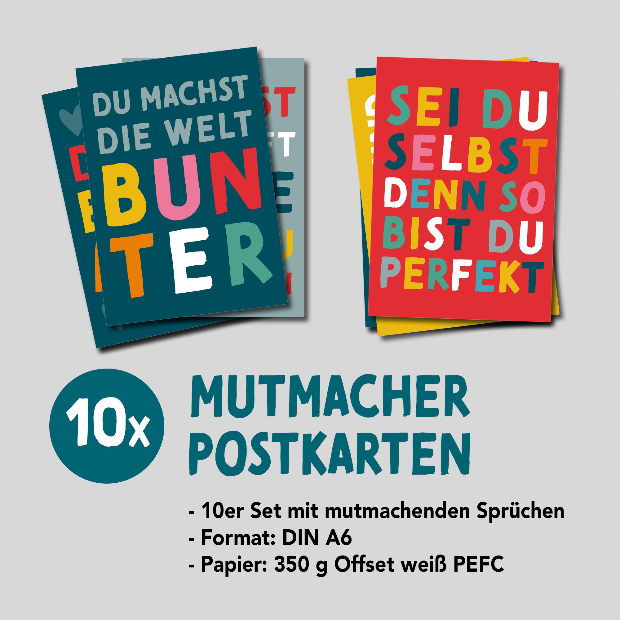 Mutmacher BUNT – Ermutigende Postkarten | 10er-Set