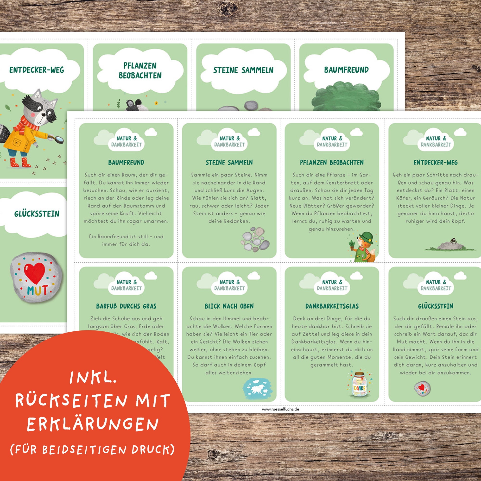 Achtsamkeitskarten Digital Download – Vorschau 3, handgezeichnete Achtsamkeitskarten für Kinder