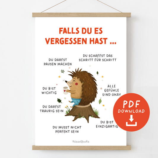 Mutmachposter "Falls du es vergessen hast ..." zum Ausdrucken | Formate A4, A3, A2 | PDF Download