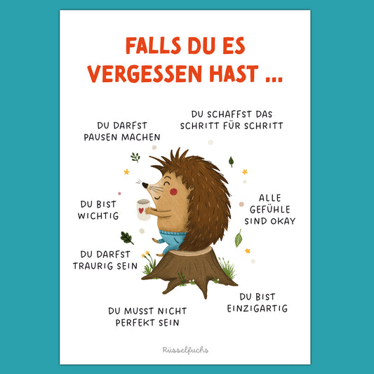 Mutmachposter für Kinder „Falls du es vergessen hast …“ | PDF Download