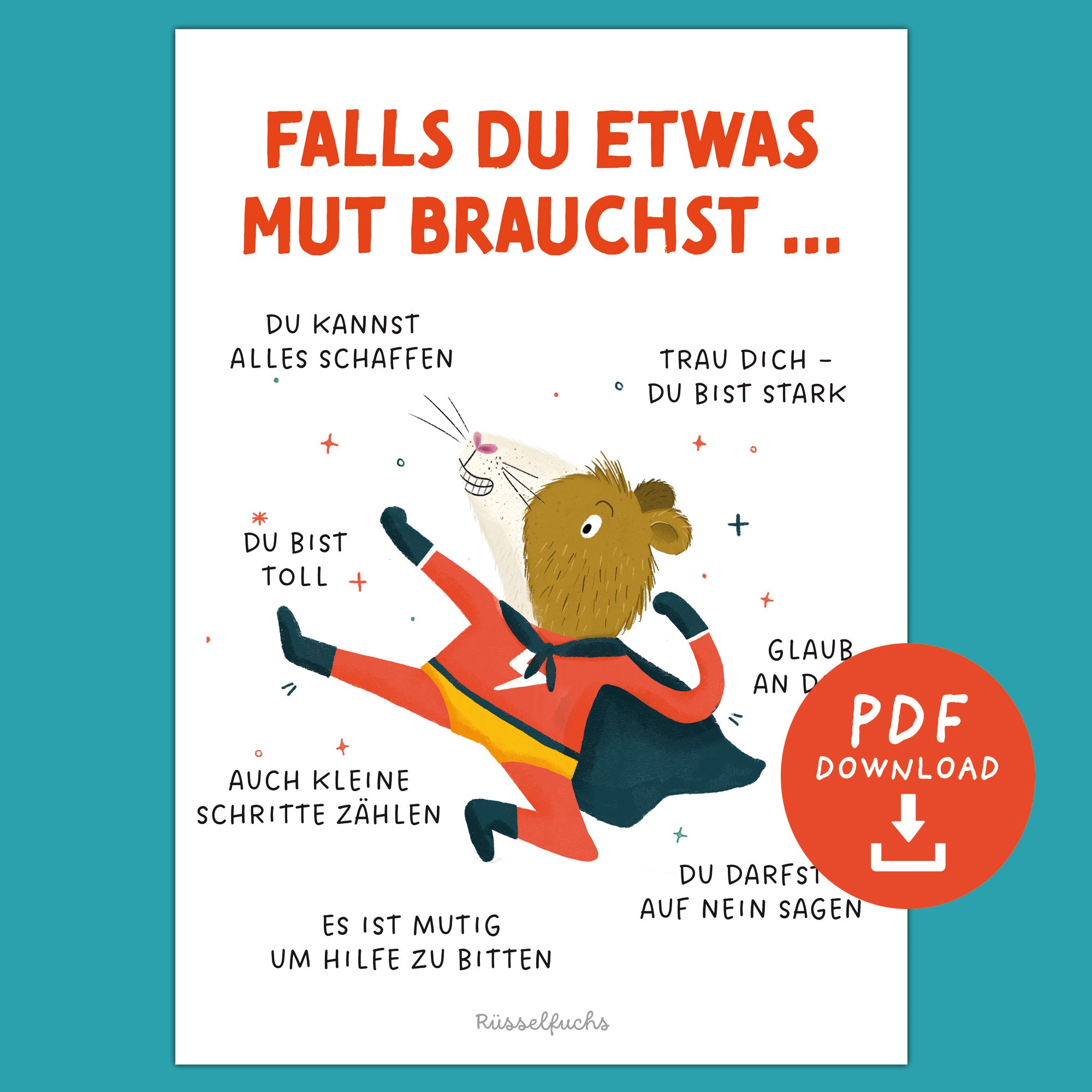 Mutmachposter für Kinder „Falls du etwas Mut brauchst …“ | PDF Download