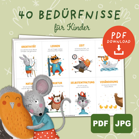 40 Bedürfniskarten für Kinder zum Ausdrucken | PDF Download