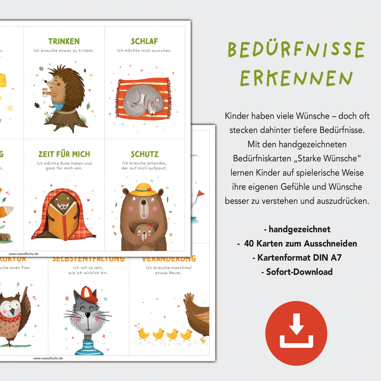 40 Bedürfniskarten für Kinder zum Ausdrucken | PDF Download