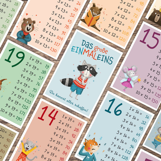Einmaleins-Karten 11–20 für Kinder | PDF Download