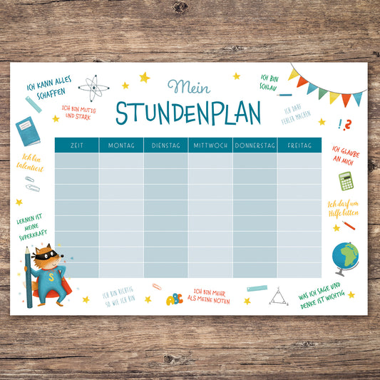 Stundenplan mit Affirmationen für Kinder | PDF Download