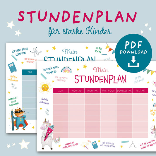 Stundenplan mit Affirmationen zum Ausdrucken | PDF Download