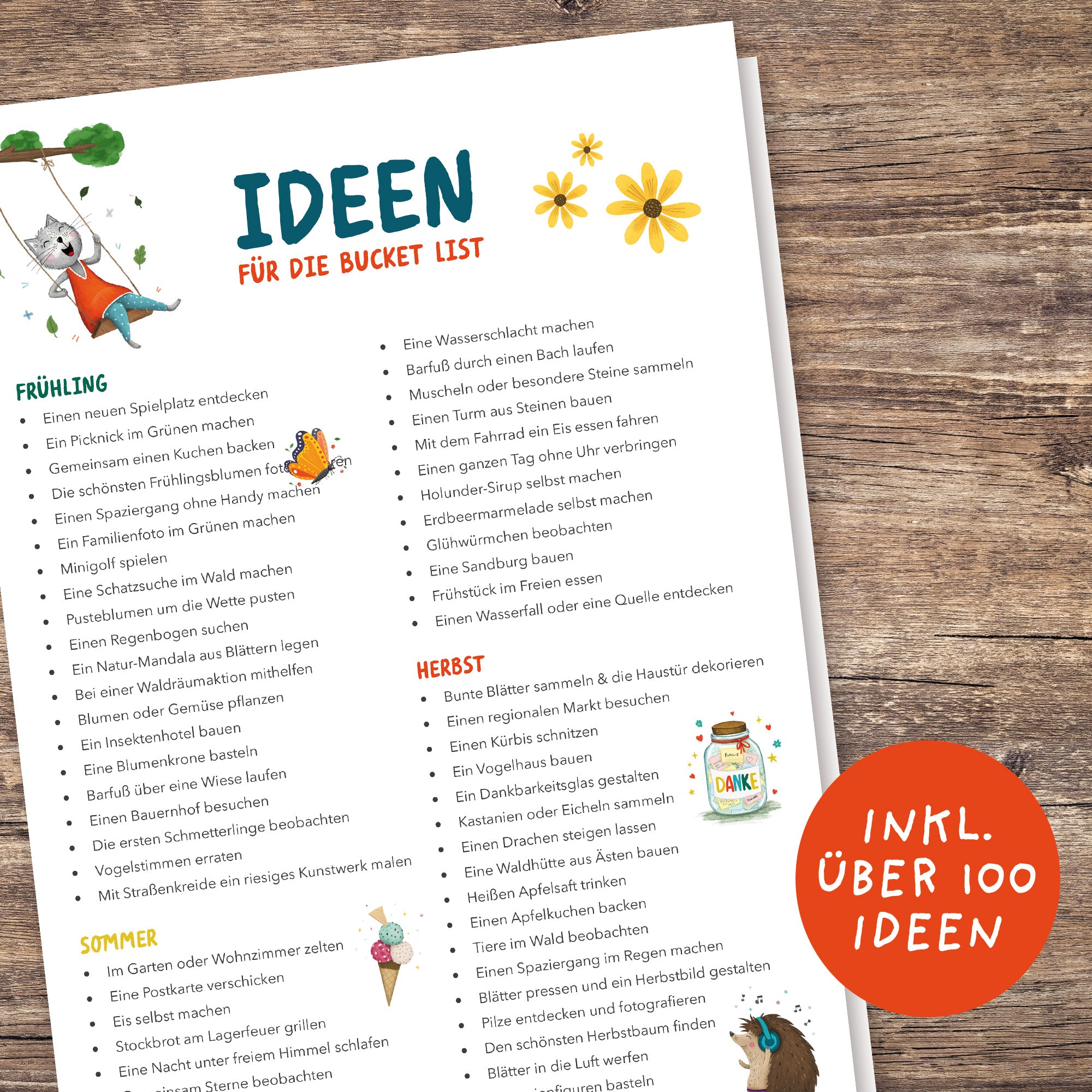 Familien Bucket List | Jahres- & Saisonlisten als PDF