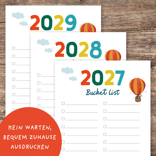 Familien Bucket List | Jahres- & Saisonlisten als PDF