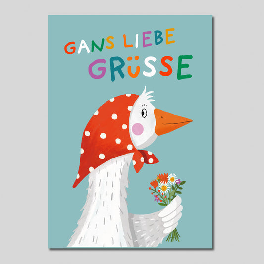 Postkarte "Gans liebe Grüße"