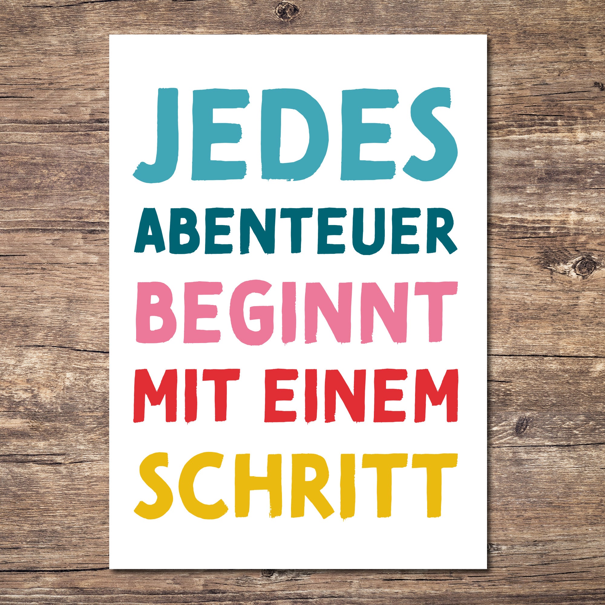 Mutmacher-Postkarte "Jedes Abenteuer beginnt mit einem Schritt"