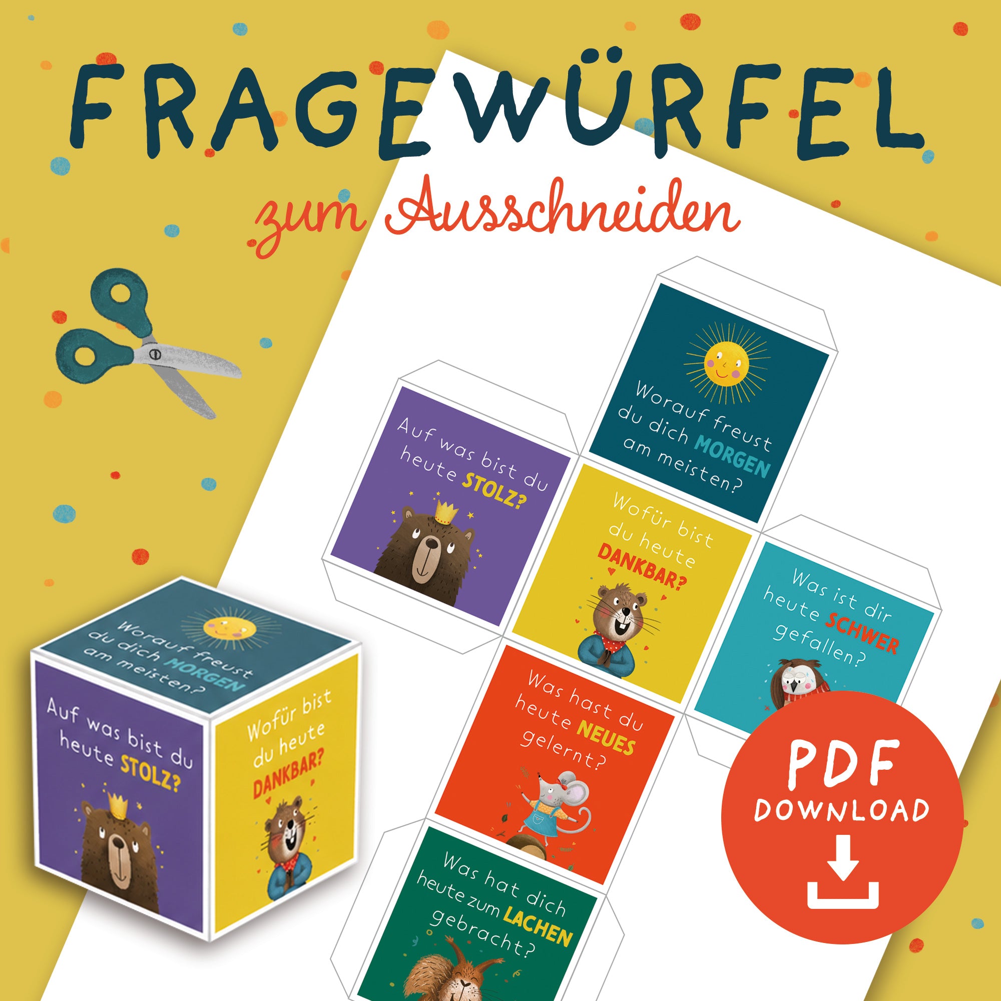 FragewürfelGesprächswürfel für Kinder pdf Rüsselfuchs