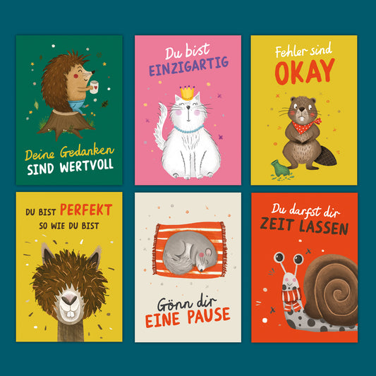 Tierische Mutmacher Postkarten | 15 Motive | PDF Download