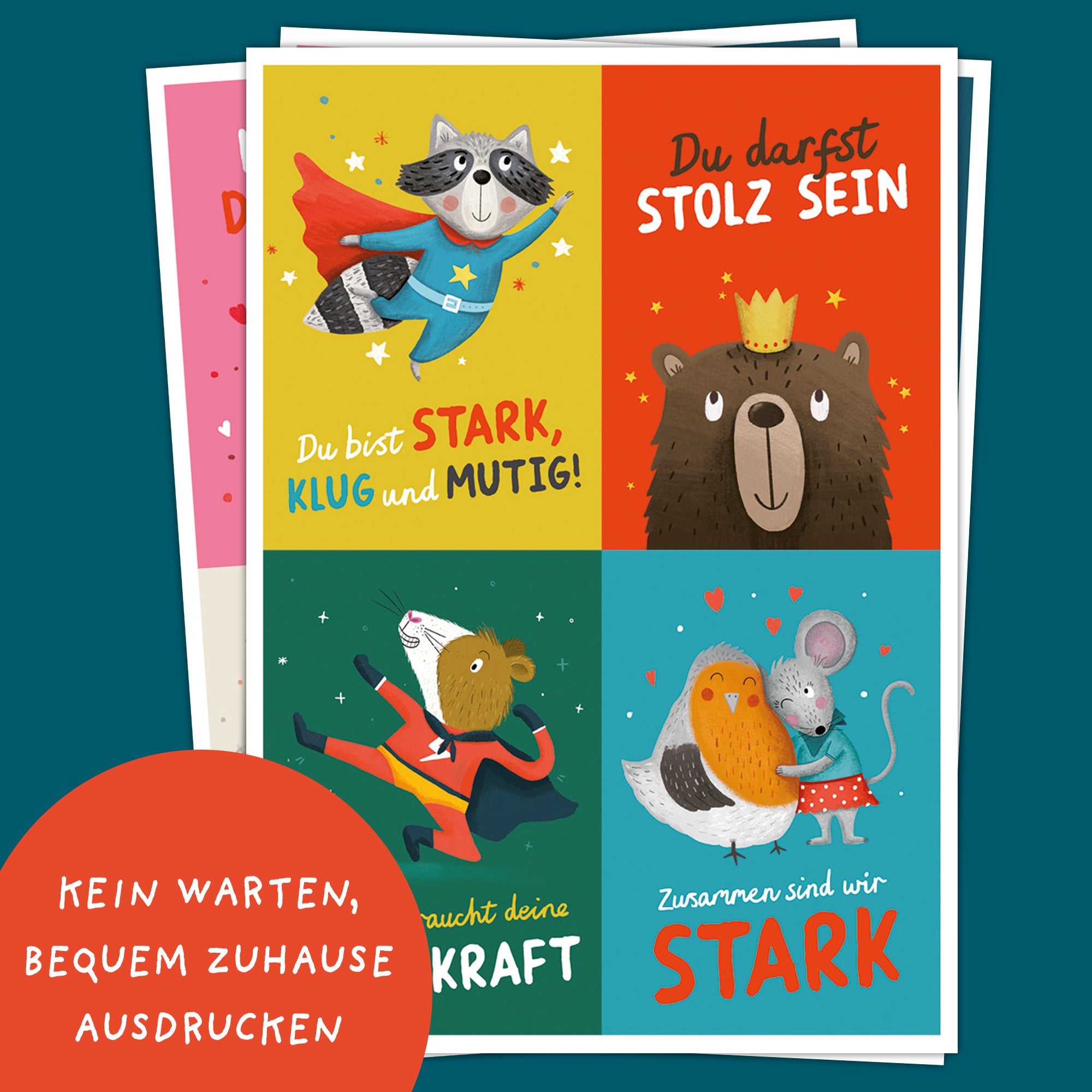 Tierische Mutmacher Postkarten | 15 Motive | PDF Download