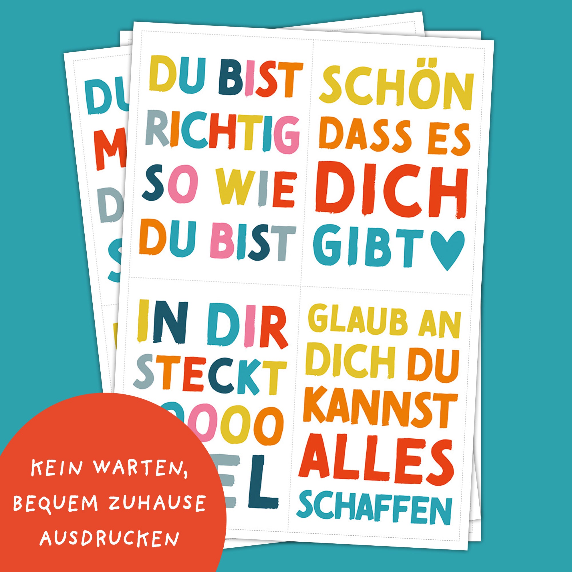 Mutmacher-Karten Weiß Digital Download – Vorschau 2, Motivationskarten in weißer Variante für Kinder