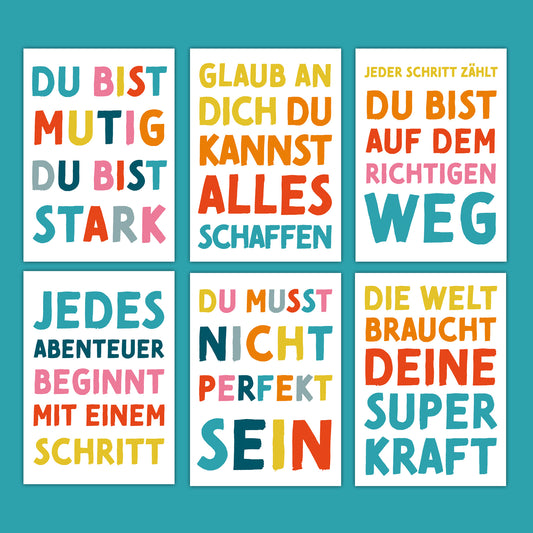 Mutmacher Postkarten weiß | 15 Motive | PDF Download