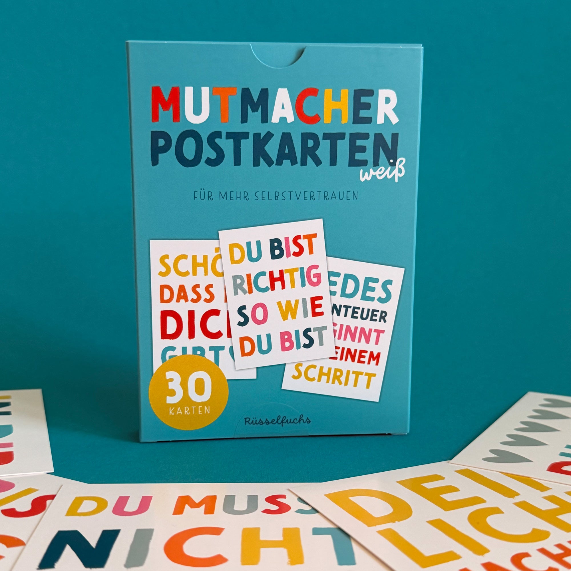 Mutmacher-Postkarten WEISS | 30 Karten (15 Motive - jede Karte doppelt)