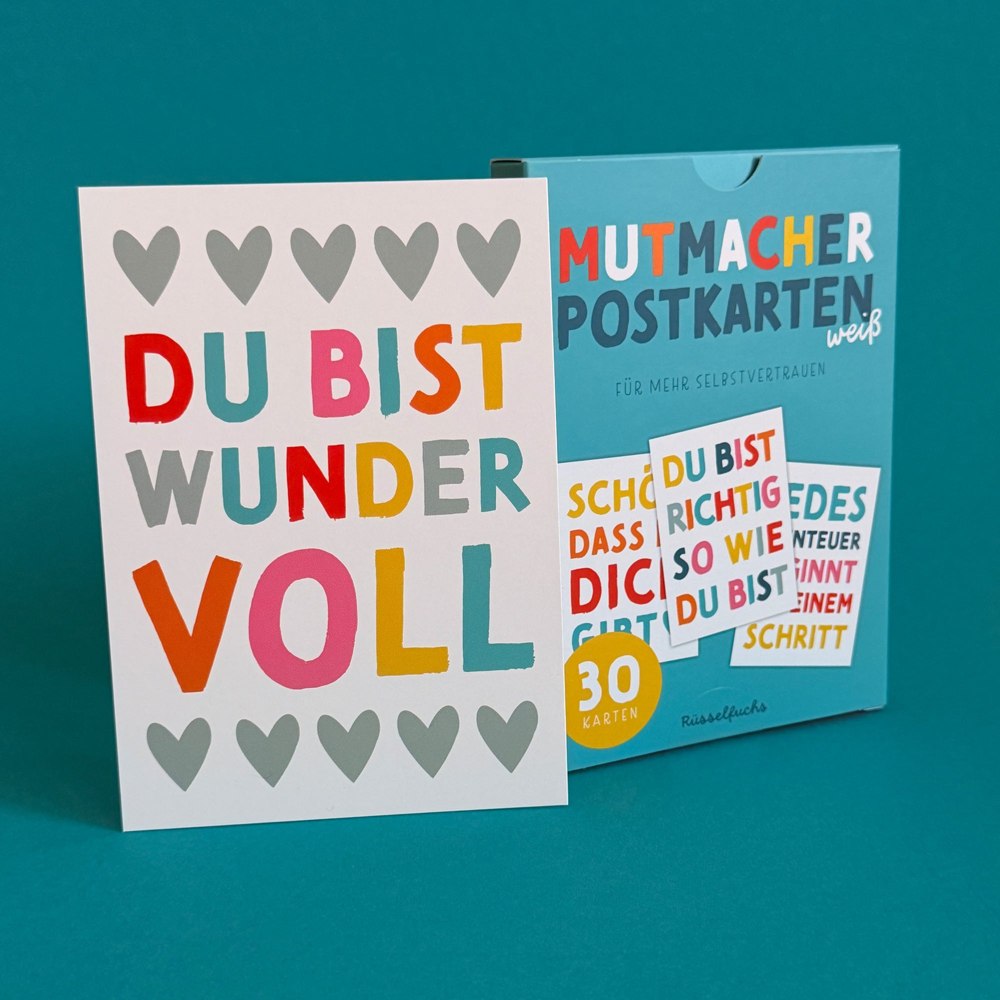 Mutmacher-Postkarten WEISS | 30 Karten (15 Motive - jede Karte doppelt)