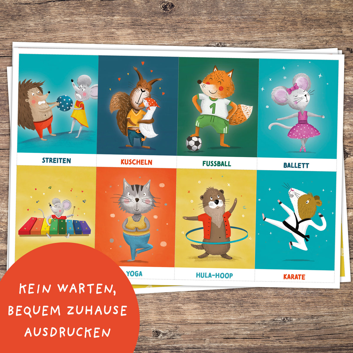 Pantomimekarten für Kinder – 40 Begriffe zum Ausdrucken | PDF Download
