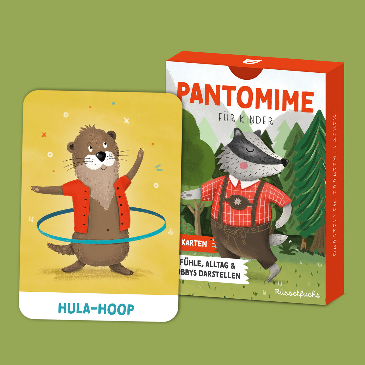 Pantomimekarten für Kinder – Hula-Hoop Spielkarte und Kartenset von Rüsselfuchs