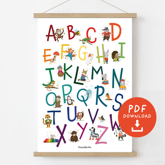 ABC Poster für Kinder zum Ausdrucken | Formate A4, A3, A2 | PDF Download