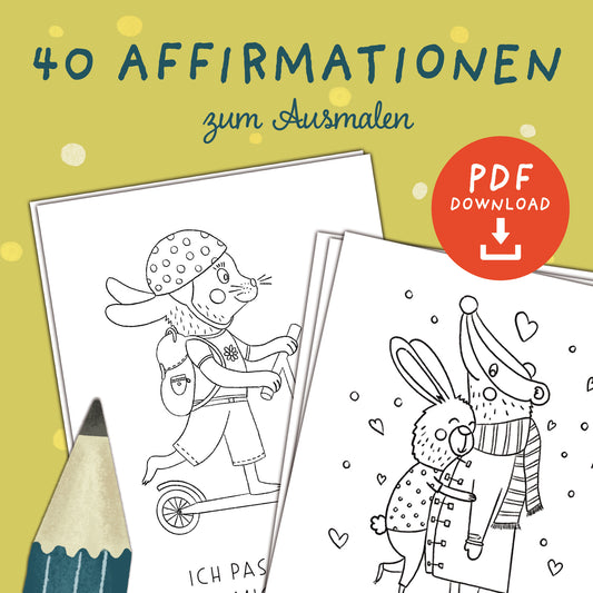 40 Affirmationen für Kinder Ausmalbilder zum Ausdrucken | PDF Download