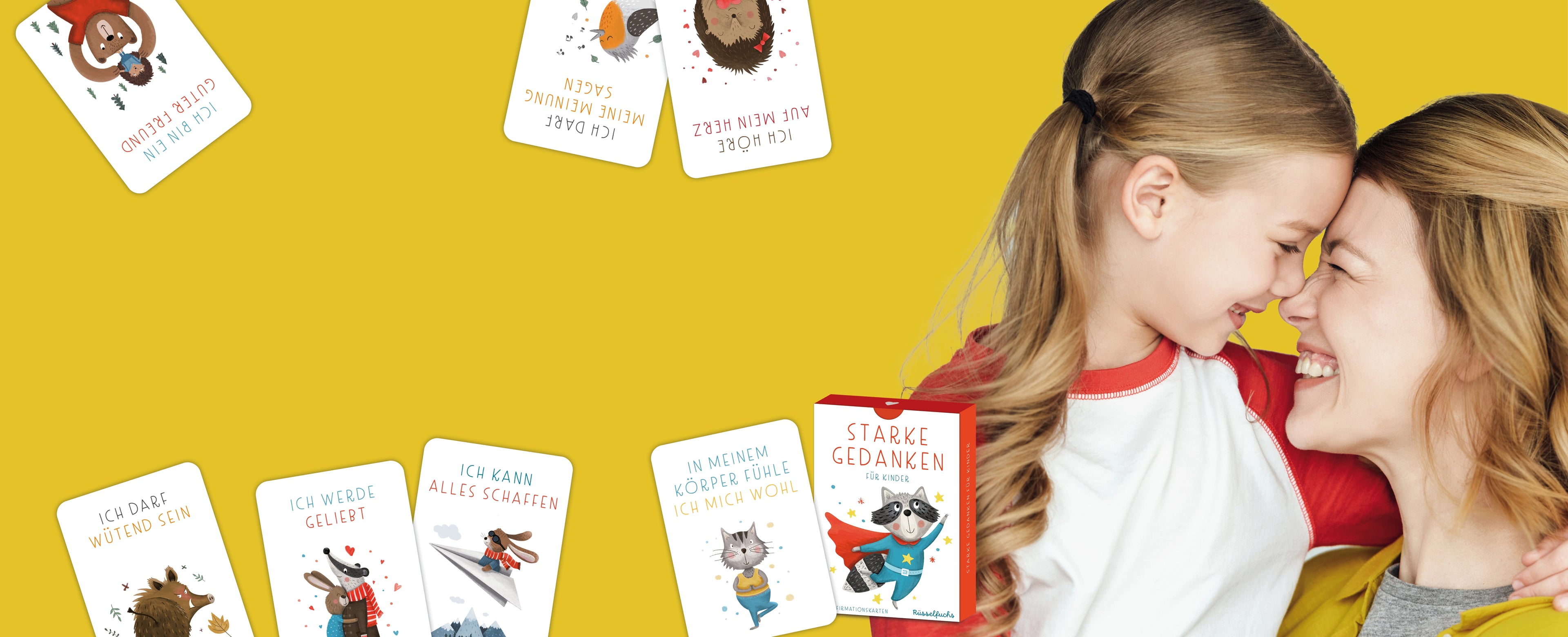 Banner Kinder Stärken. Jeden Tag. Rüsselfuchs