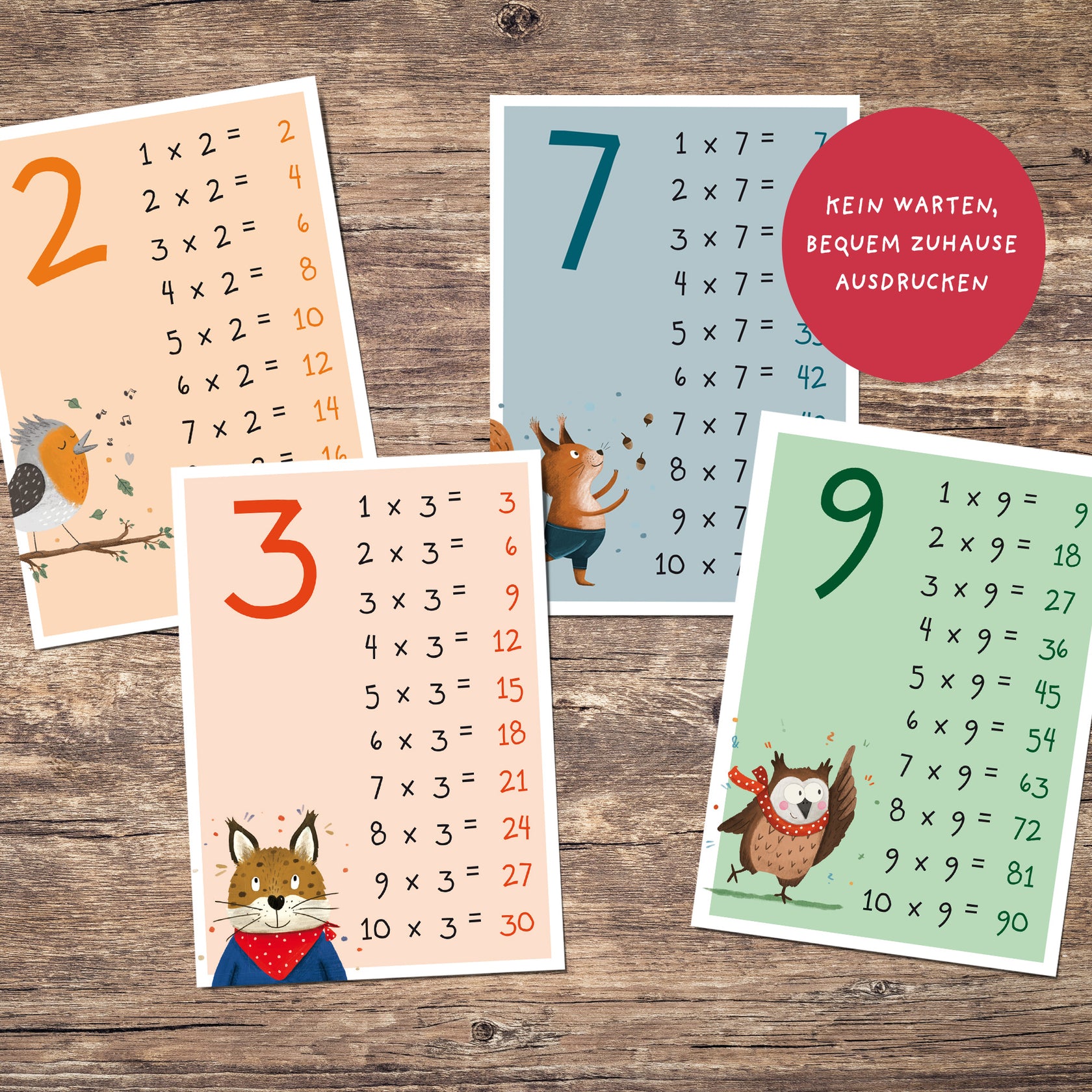 Einmaleins-Karten 1–10 für Kinder | PDF Download – Rüsselfuchs