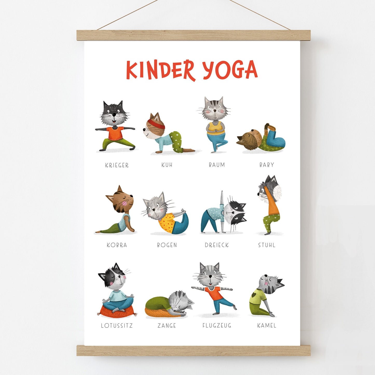 kinder yoga poster katzen