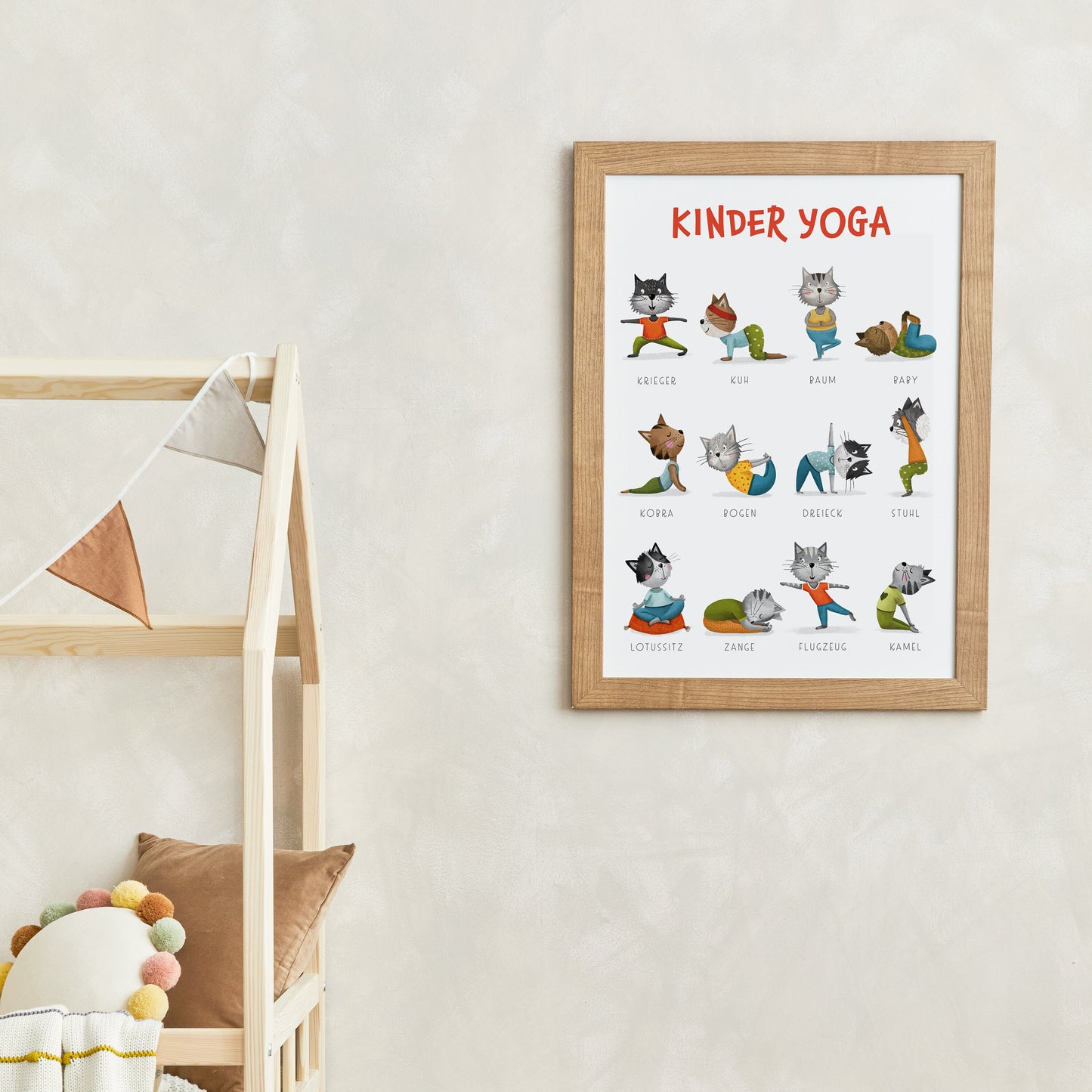 kinder yoga poster katzen