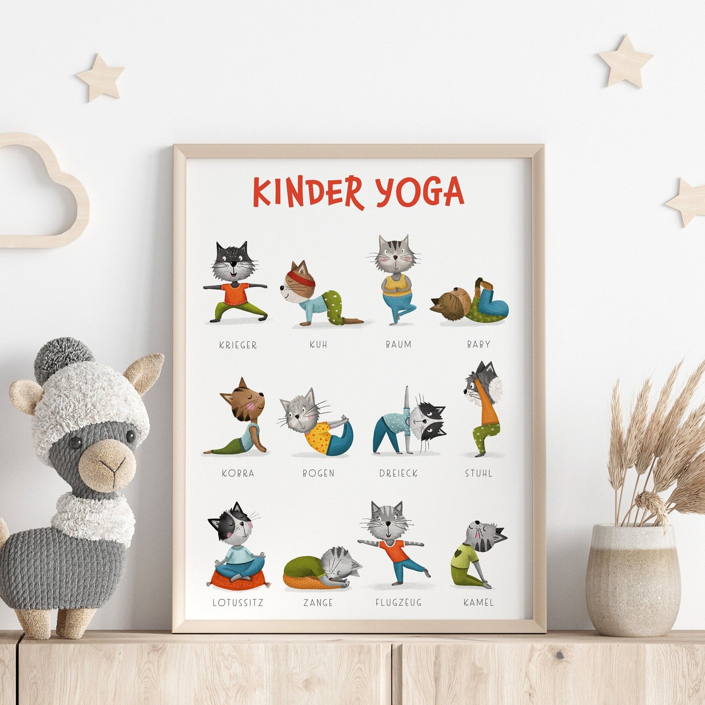 kinder yoga poster katzen