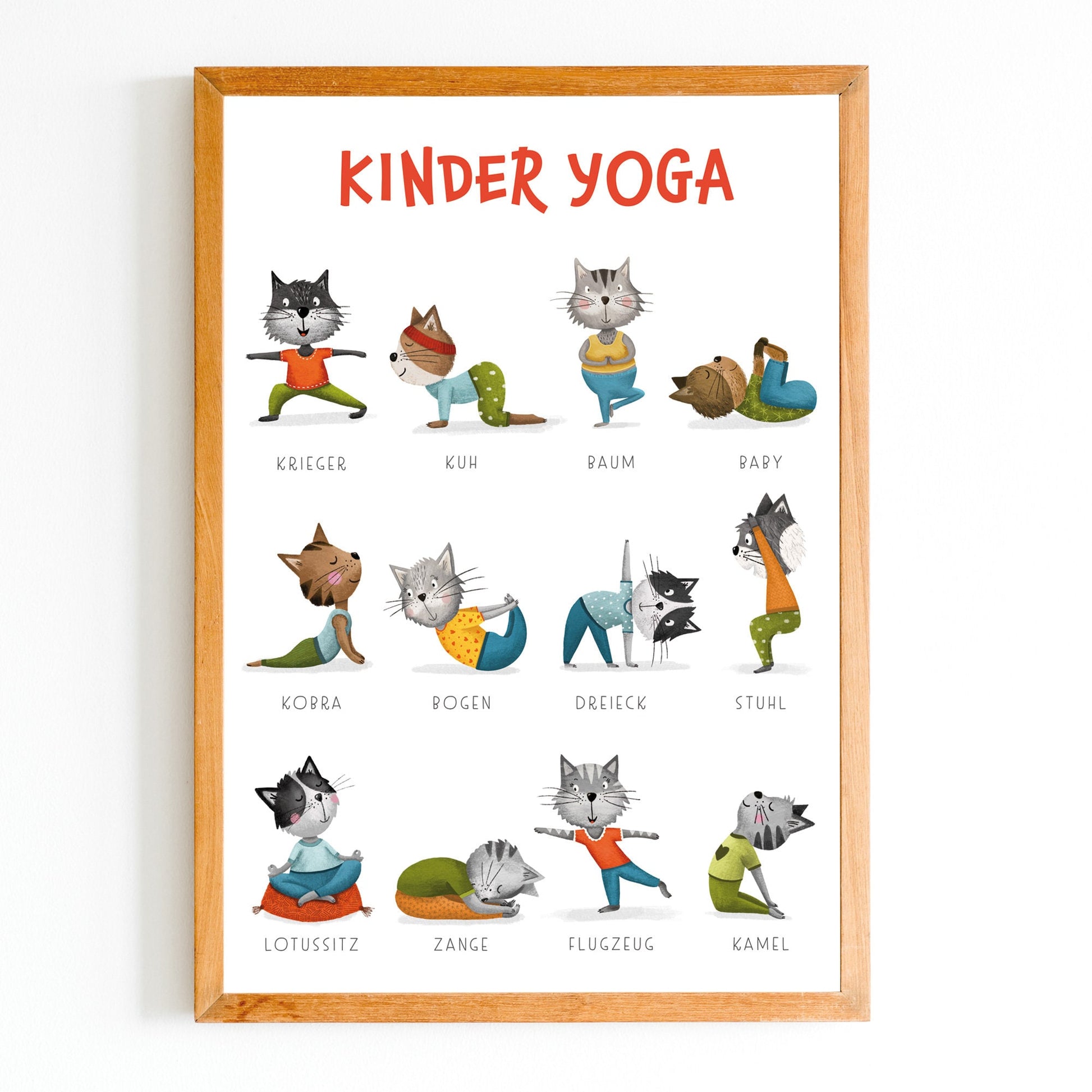 kinder yoga poster katzen