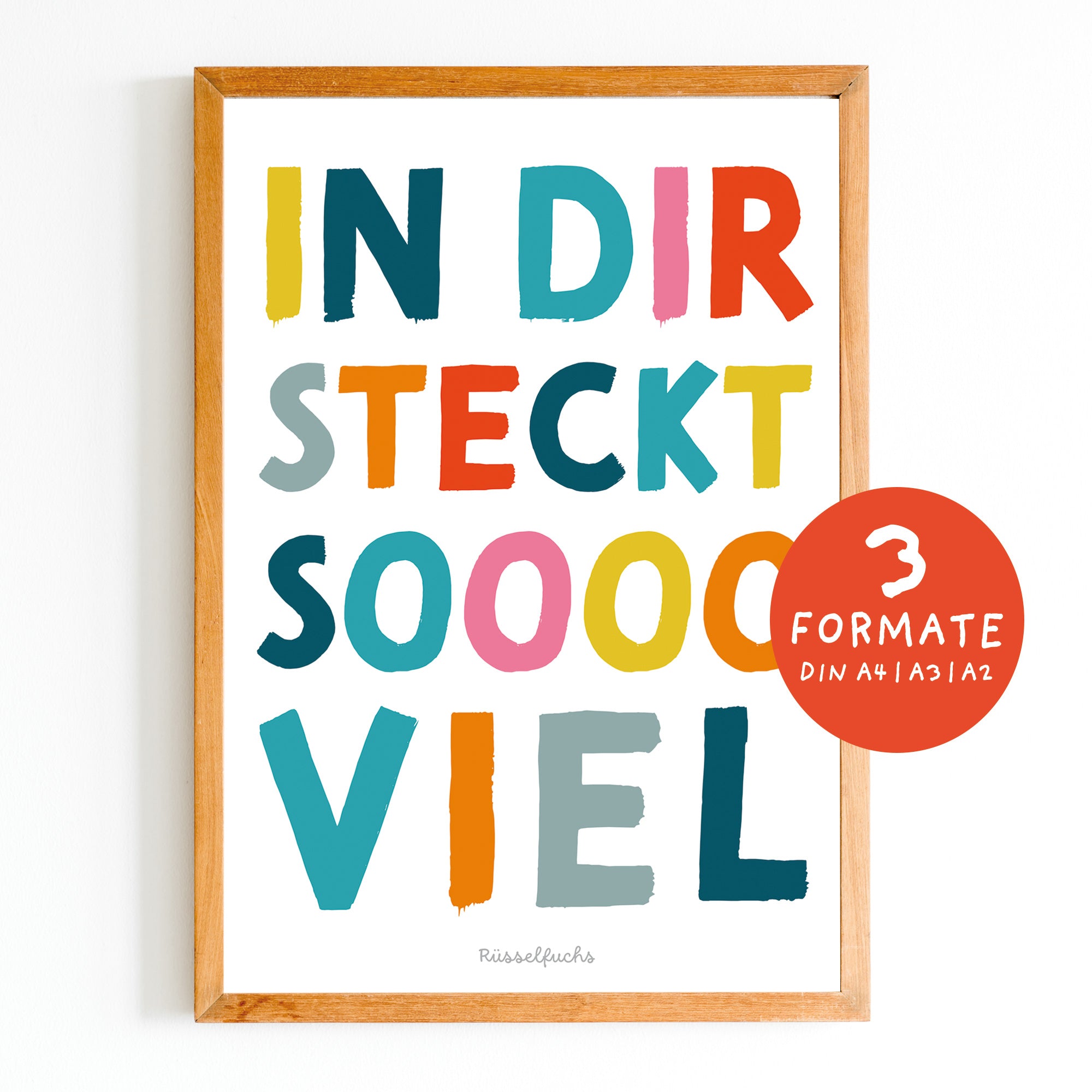 Mutmacher-Poster für Kinder mit der Aufschrift „In dir steckt soooo viel“ als PDF-Download. Farbenfrohes Motiv zur Stärkung von Selbstvertrauen und Selbstwert im Kinderzimmer oder Klassenzimmer.