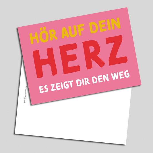 Mutmacher-Postkarte "Hör auf dein Herz, es zeigt dir den Weg"