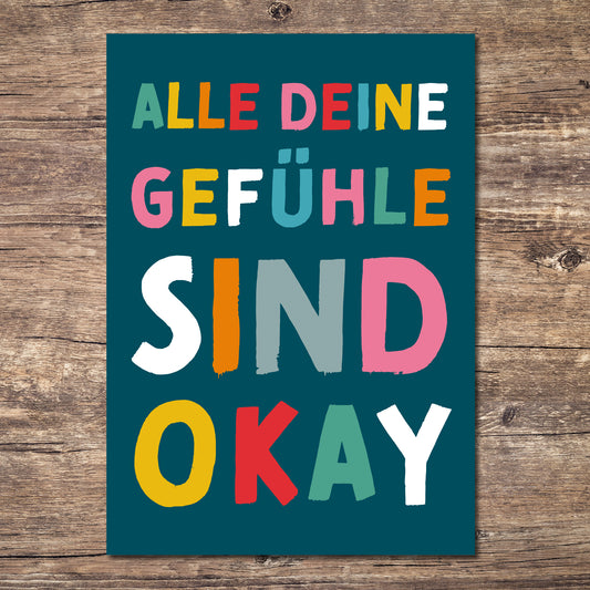 Mutmacher-Postkarte "Alle deine Gefühle sind okay"