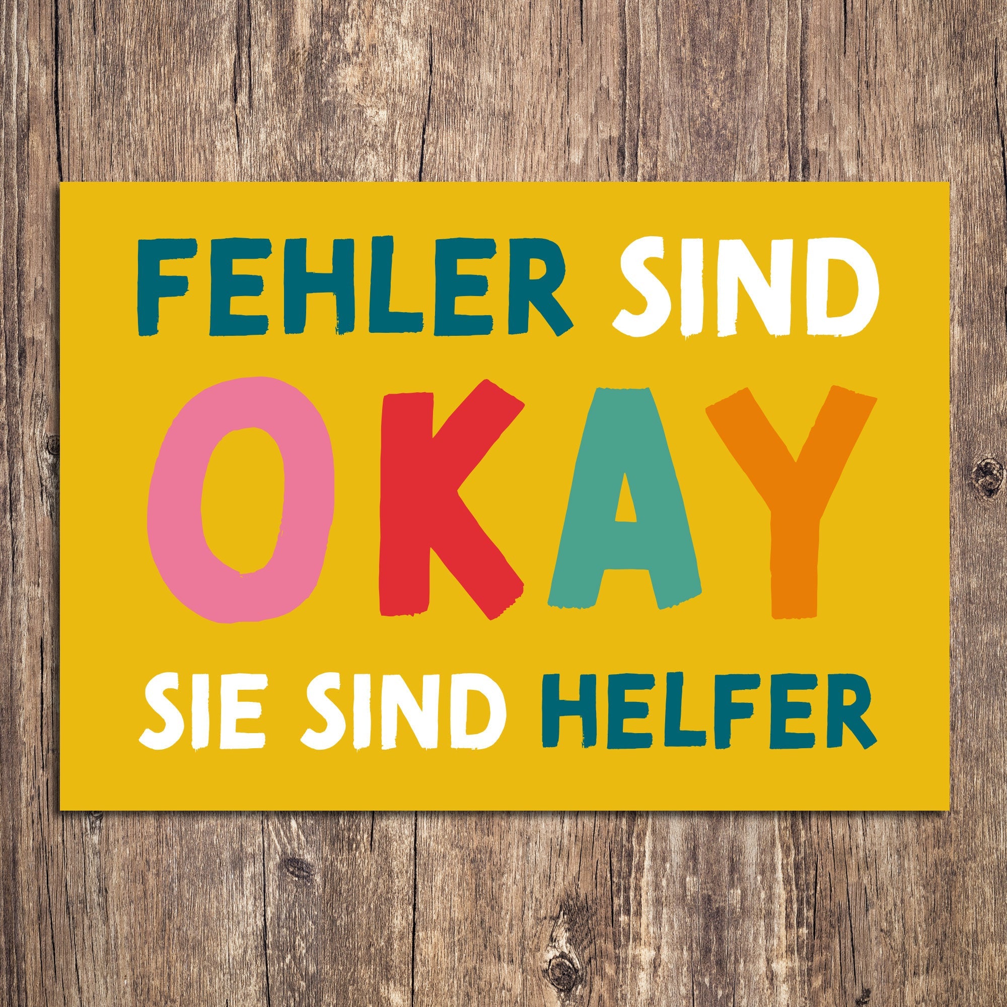 Mutmacher-Postkarte "Fehler sind okay, sie sind Helfer"