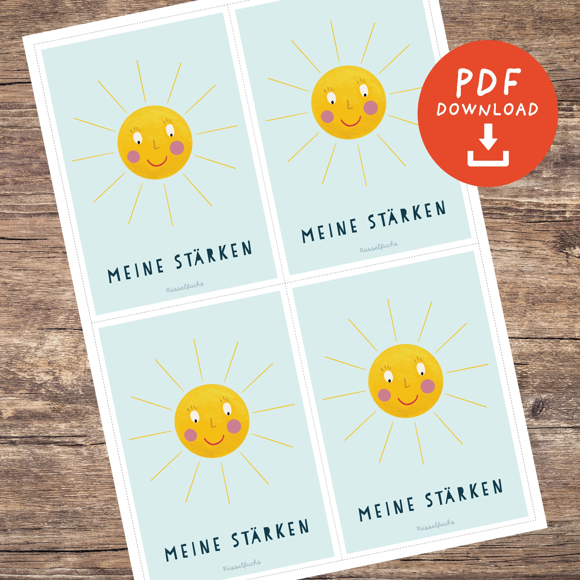 Stärkensonne „Meine Stärken“ – Arbeitsblatt | PDF Download