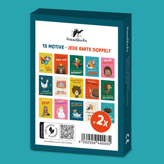 Tierische Mutmacher-Postkarten | 30 Karten (15 Motive - jede Karte doppelt)