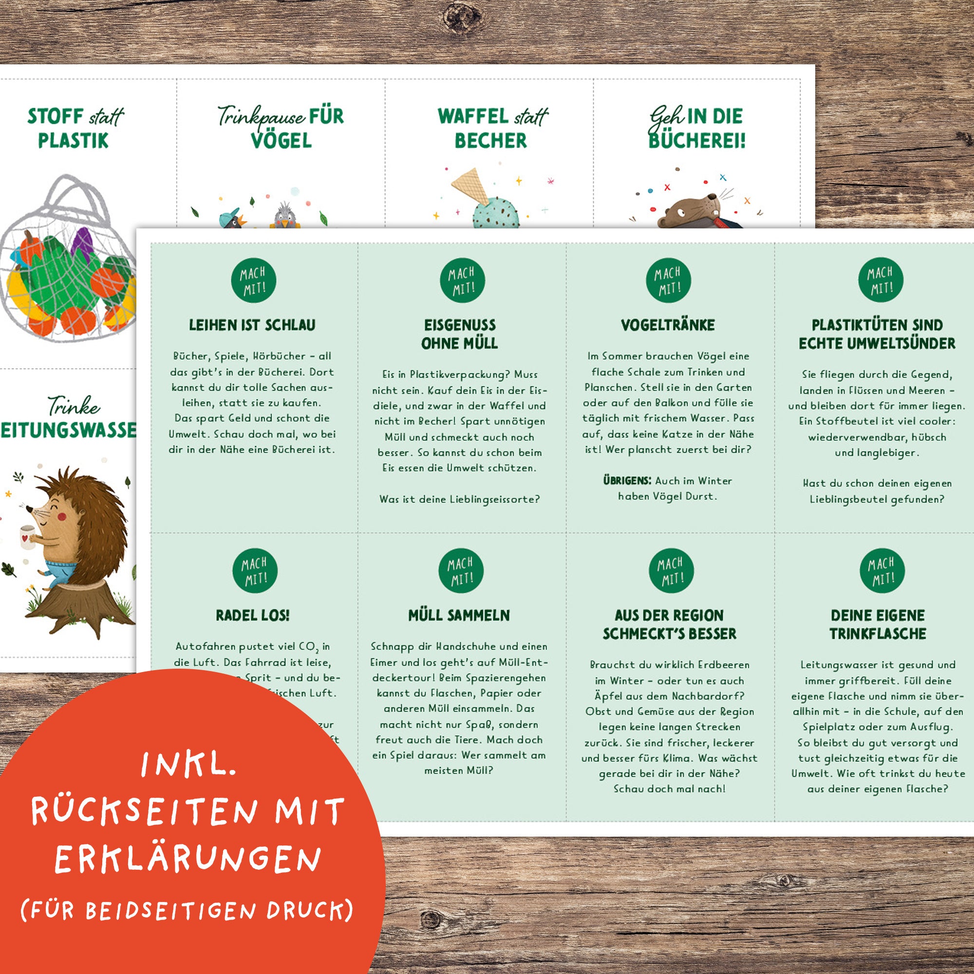 Umweltkarten Digital Download – Vorschau 5, handgezeichnete Umweltkarten für Kinder von Rüsselfuchs